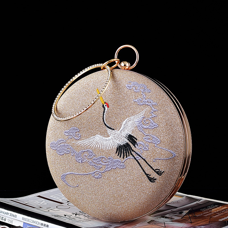 Women'S Evening Bags - New Women's Retro Crane Embroidered evening