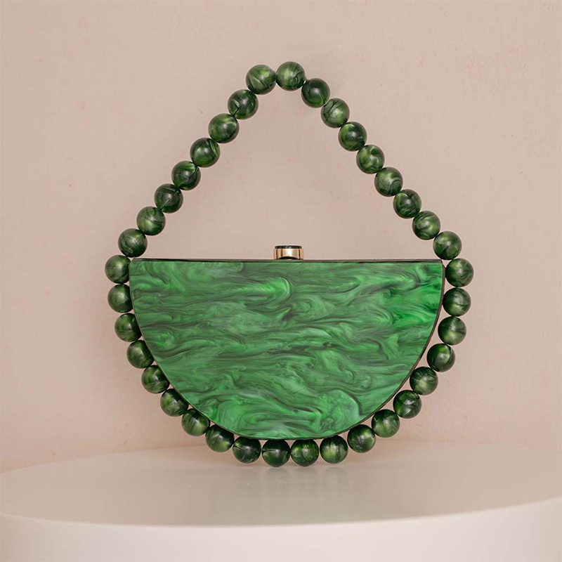 Tortoiseshell Bag Acrylic - Luxury Pearlescent Bead Chain Clutch Purse,Acrylic