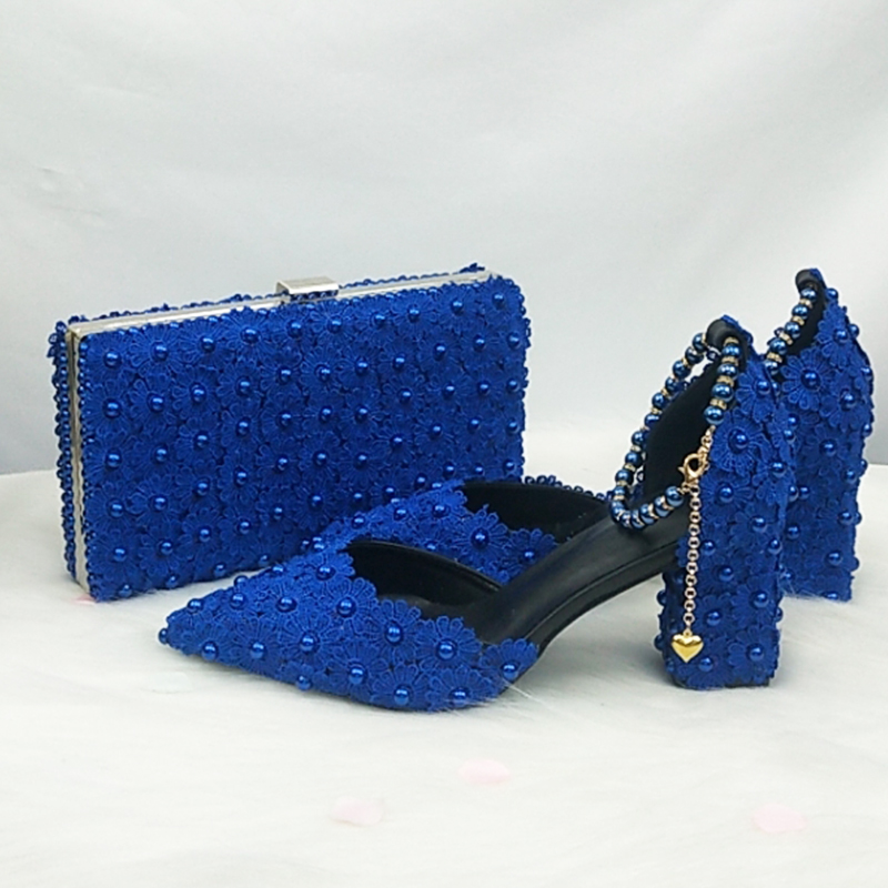 Women Bags For Party - BaoYa Fang blue white Beads Strap