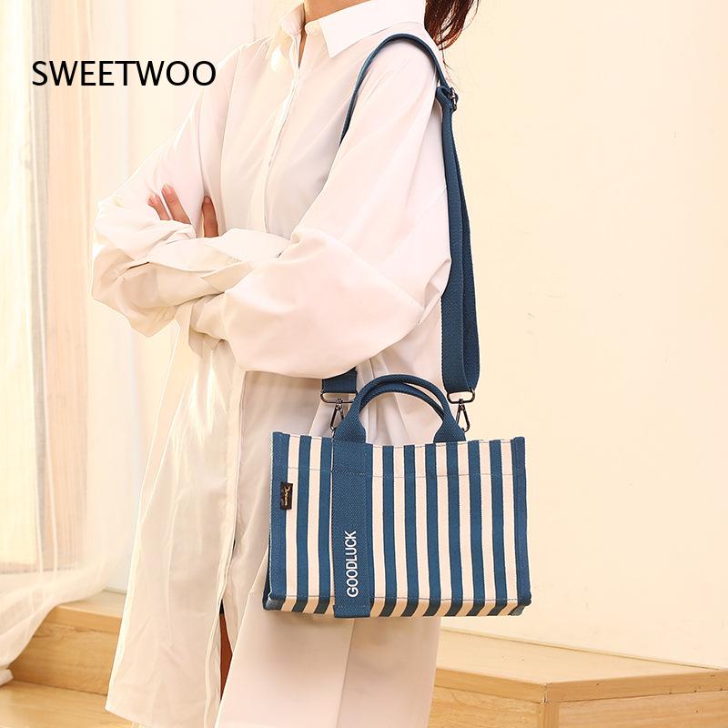 Women Hand Bags For Office - 2026 Vertical Stripe Canvas Small Tote