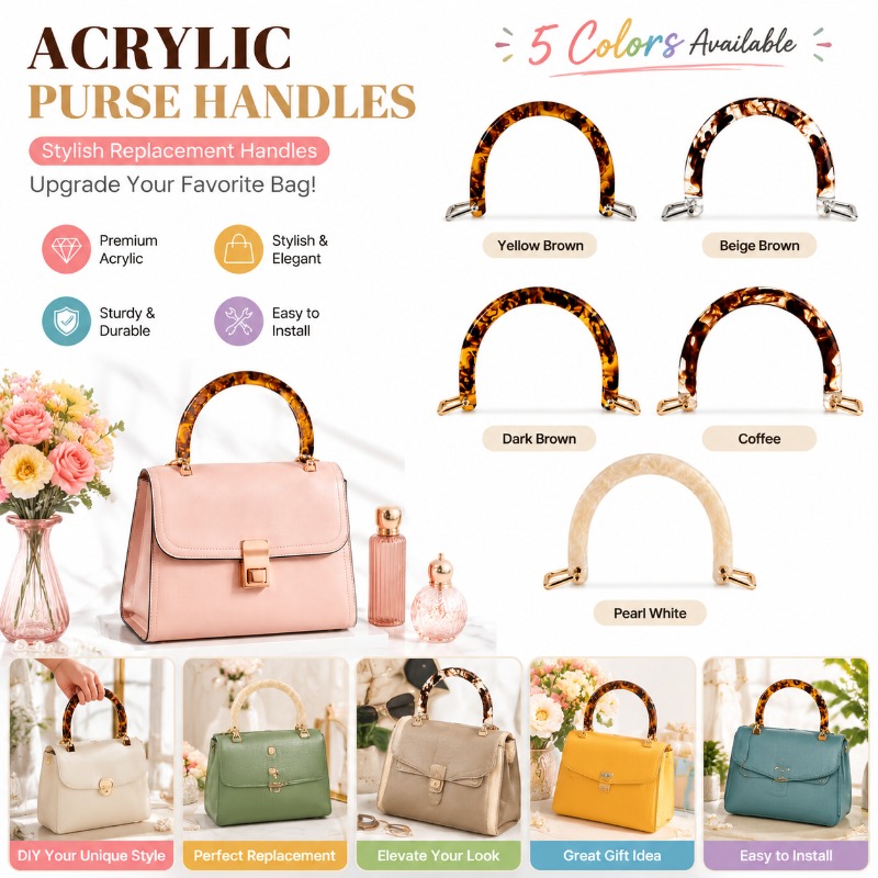 Tortoiseshell Bag Acrylic - 1/2/4PCS Tortoiseshell Acrylic Handbag Handle Leather