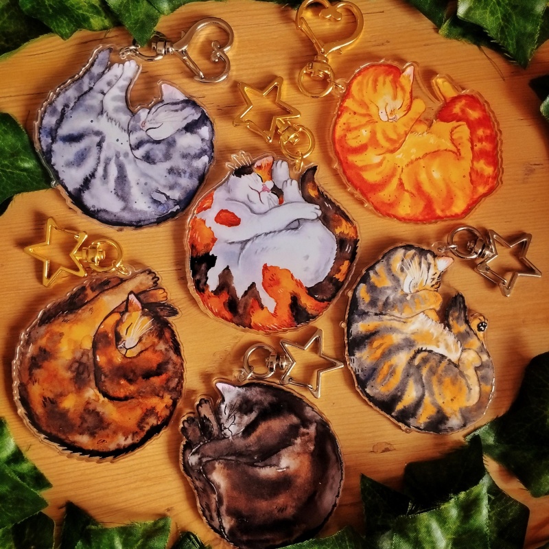 Tortoiseshell Bag Acrylic - Cat Acrylic Keychain Grey Tabby Cat