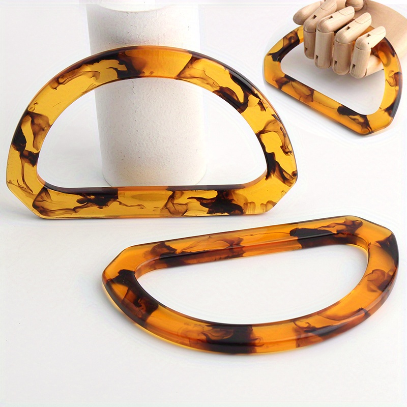 Tortoiseshell Bag Acrylic - 2PCS D-shaped acrylic tortoise shell handle