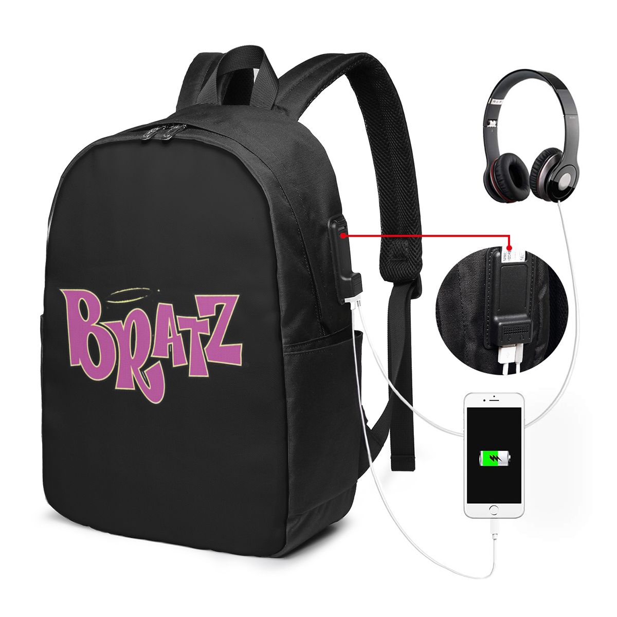 Women Bags Laptop - Bratz Logo Backpack Travel Notebook Bag