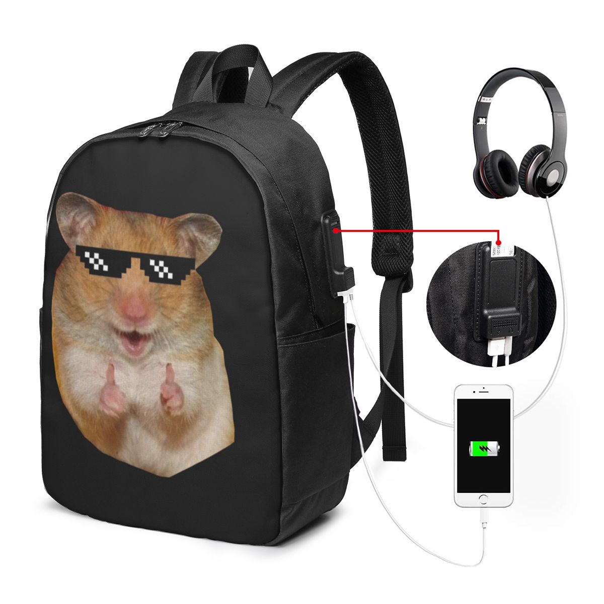 Funny Hamster Backpack Travel  - Women Bags Laptop 评论和价格