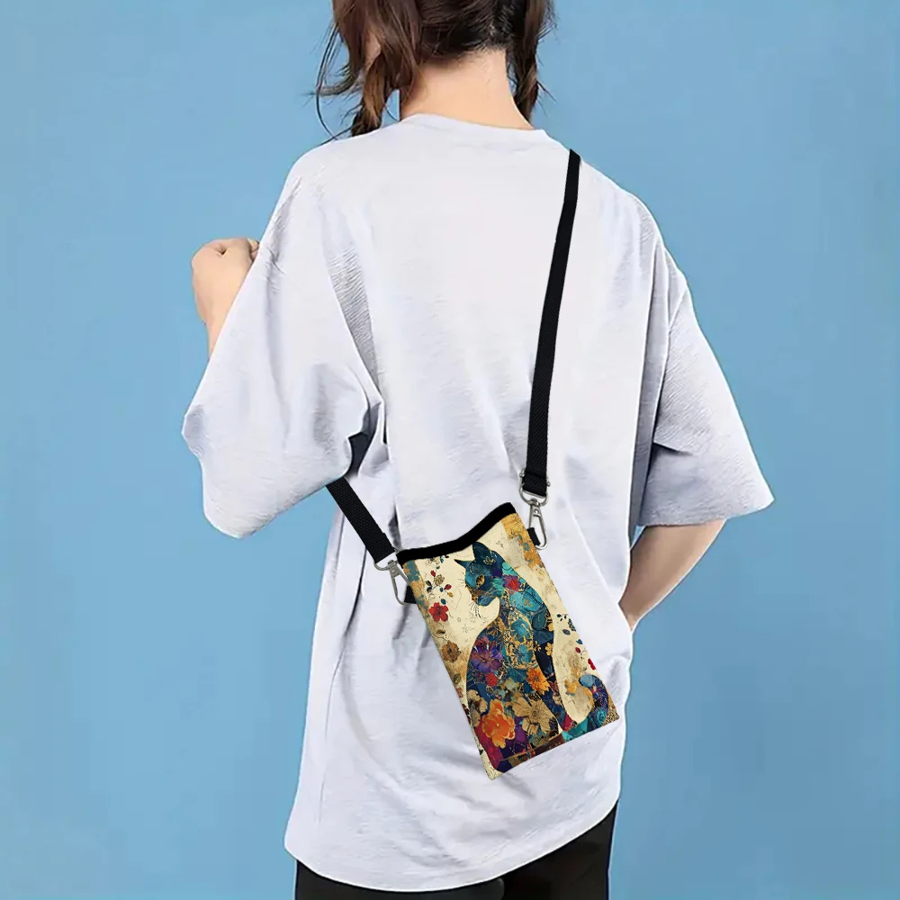 Floral Cat Pattern Crossbody B - Phone Bag Crossbody 评论和价格