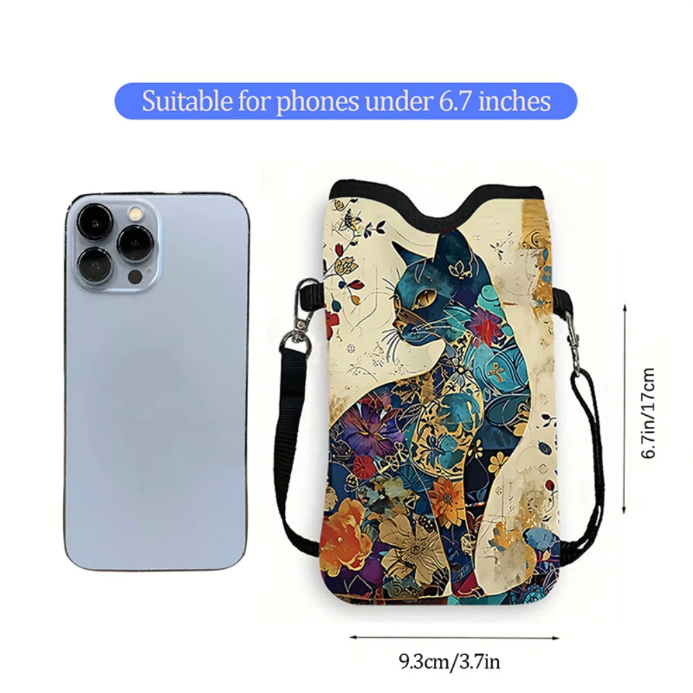Floral Cat Pattern Crossbody B - Phone Bag Crossbody 评论和价格
