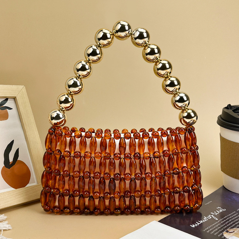 Elegant Handcrafted Beaded Cry - Tortoiseshell Bag Acrylic 评论和价格