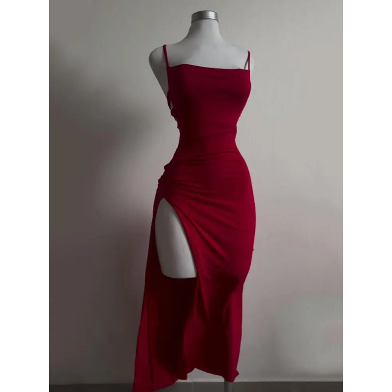 2025 Sexy Suspender Slit Dress - Women Bags Winners 评论和价格