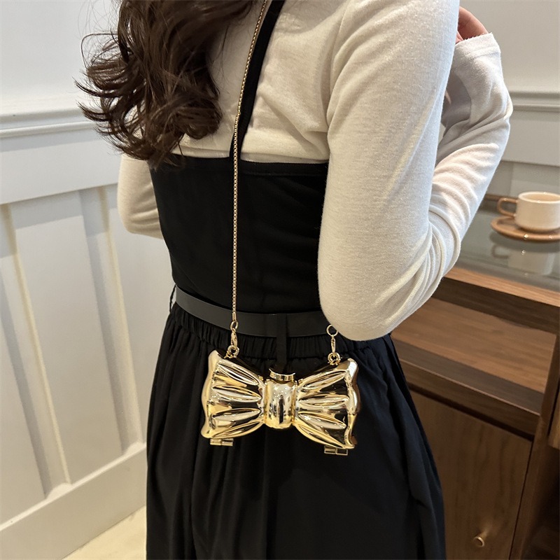 Glossy Gold Metal Bow Shaped M - Mini Purse Chain 评论和价格
