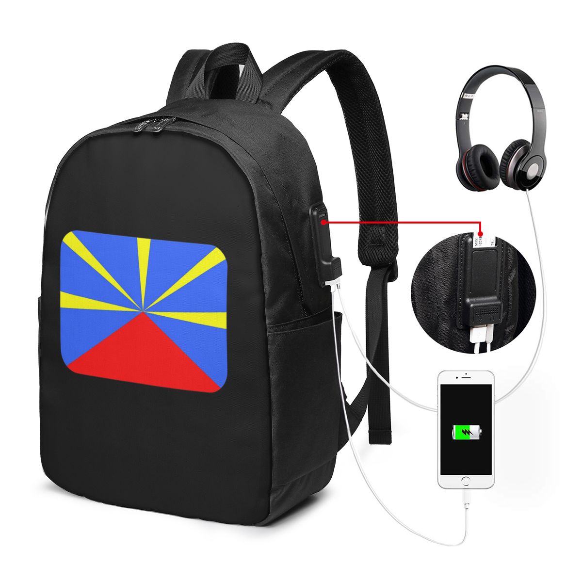 974 Reunion Island Flag Backpa - Women Bags Laptop 评论和价格