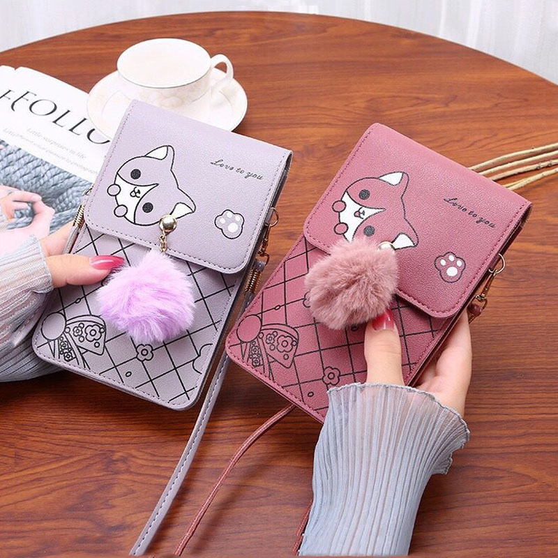 Cute Cartoon Pattern Touch-Scr - Phone Bag Crossbody 评论和价格