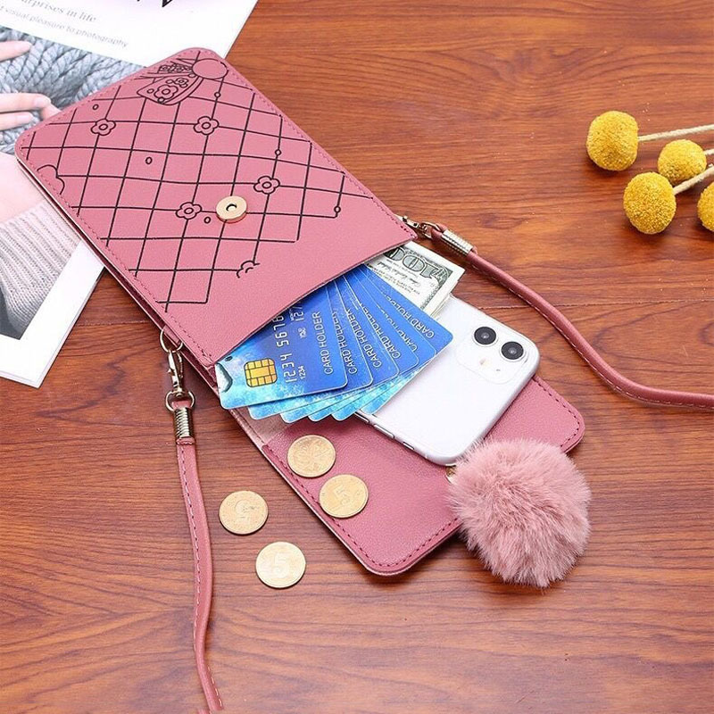 Cute Cartoon Pattern Touch-Scr - Phone Bag Crossbody 评论和价格
