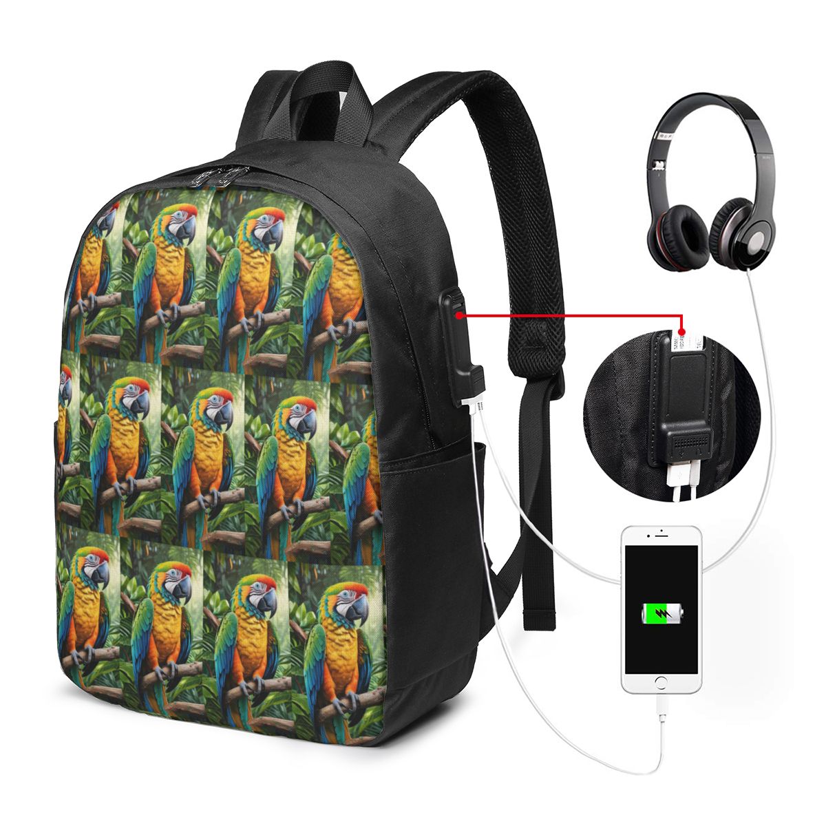 Cute Macaw Parrots Backpack Tr - Women Bags Laptop 评论和价格