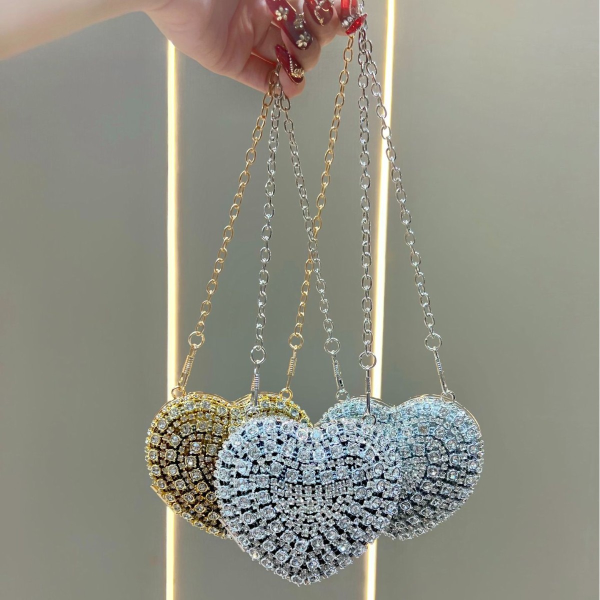 Luxury Rhinestone Crystal Clut - Mini Purse Chain 评论和价格