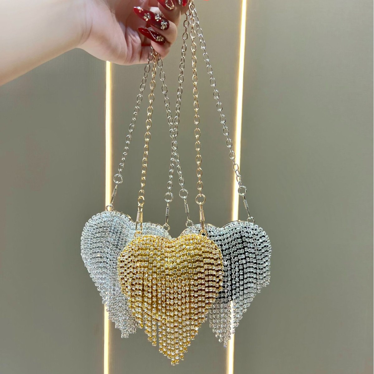 Luxury Rhinestone Crystal Clut - Mini Purse Chain 评论和价格